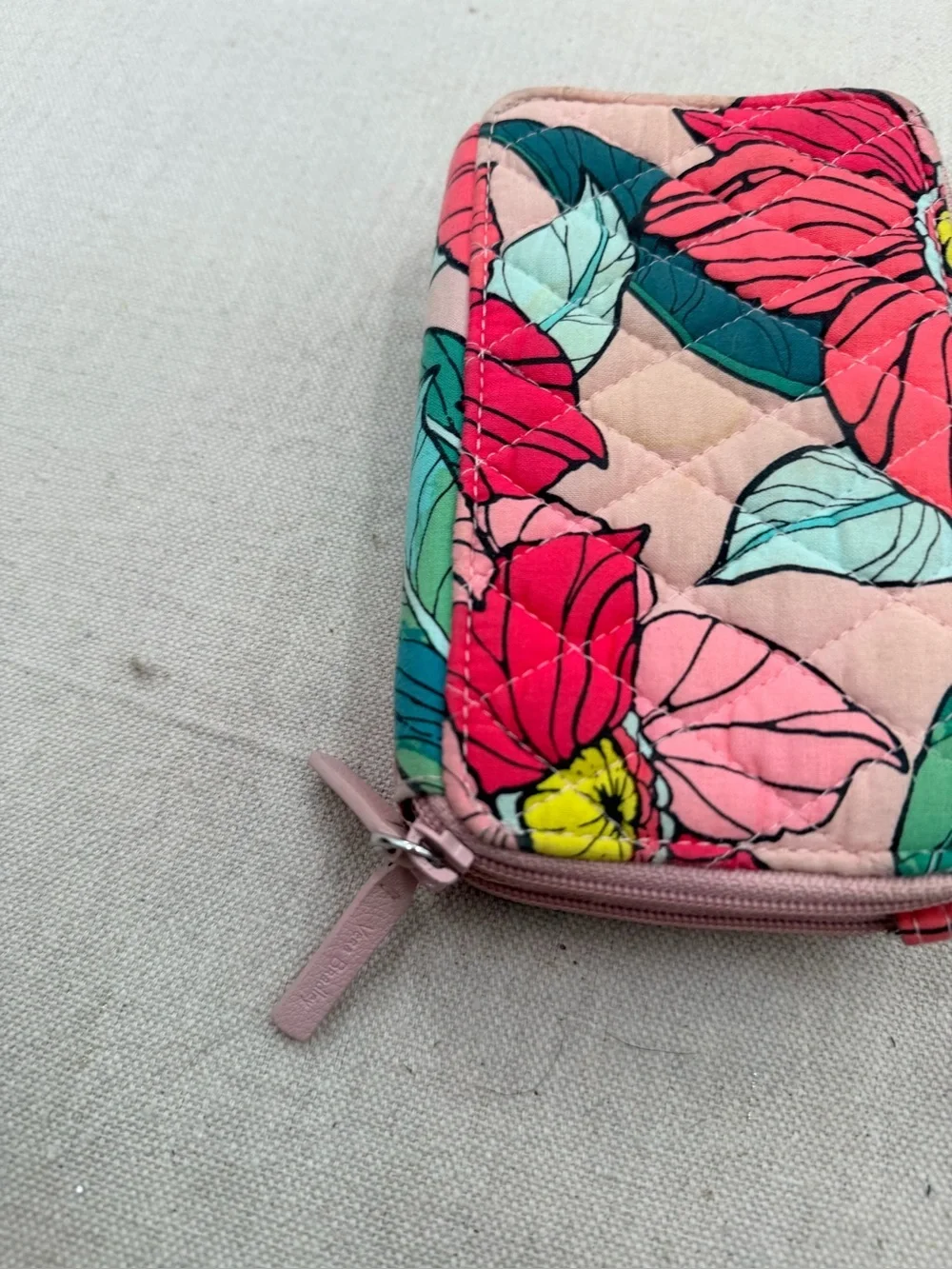 Floral Quilted Cosmetic Pouch - Pink Multi